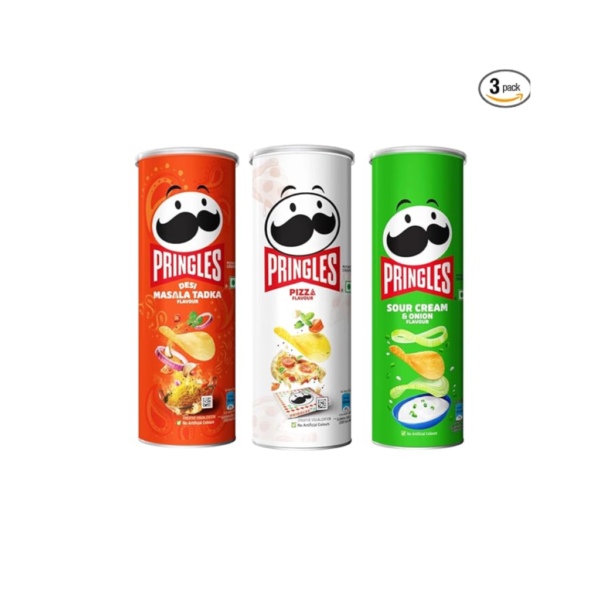Pringles Sour Cream & Onion + Desi Masala Tadka + Pizza Flavour(107gram each), Masala, Salted